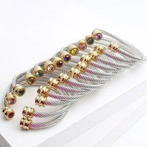 Stainless Steel Zircon Cuff Bracelets